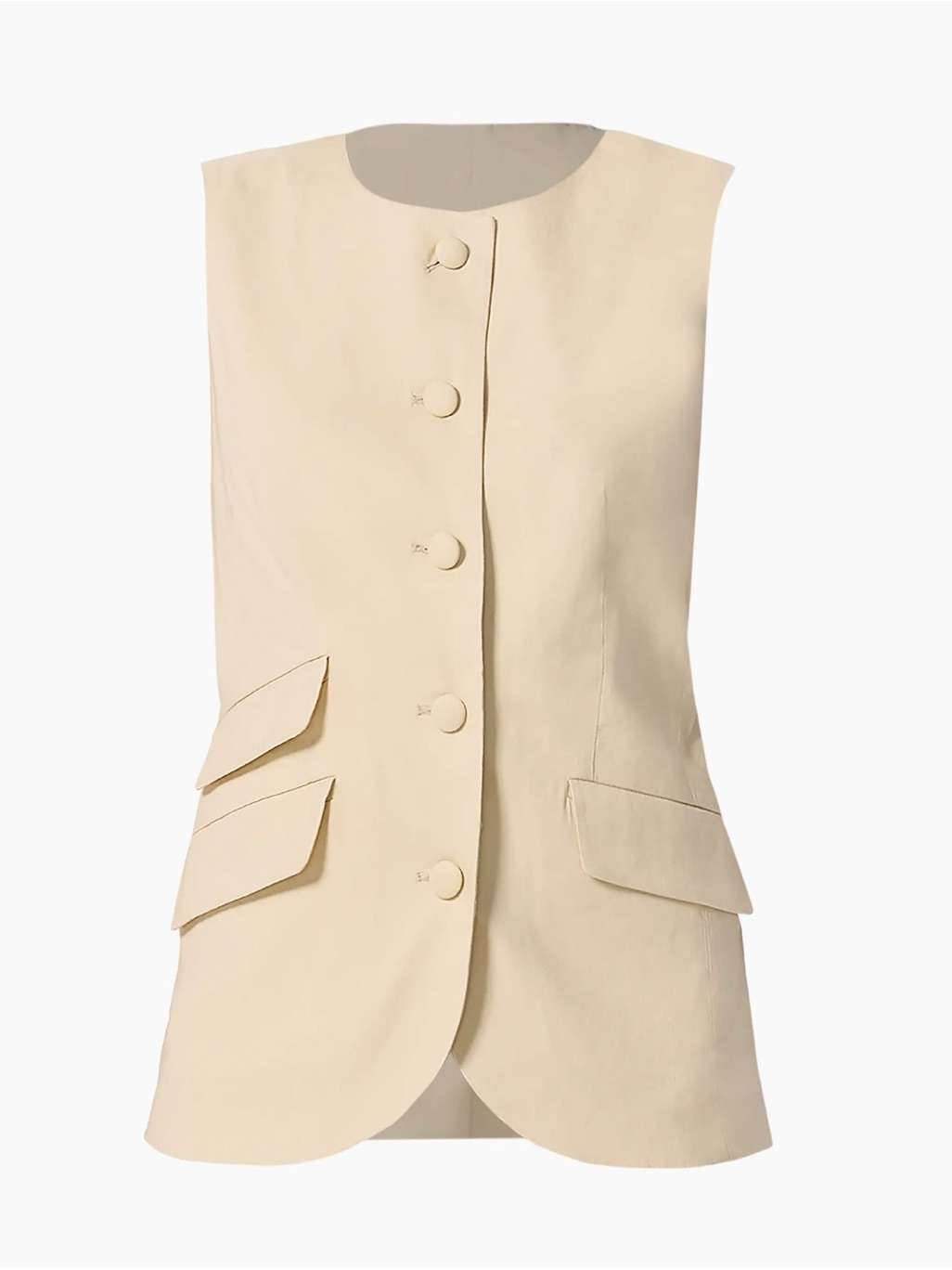 Rag & Bone Slade Linen Blend Vest Light Tan/Cream Size 6 Tailored Button Front